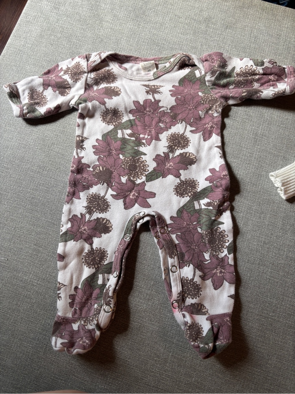 kate quinn Floral Footed One-Piece in Dusty Mauve and Green